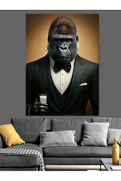 Tablomega Gorilla and Rakia Decorative Canvas - Mdf Wooden Table