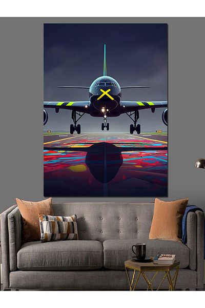 Tablomega Airport Runway Shine Decorative Canvas - Mdf Wooden Painting