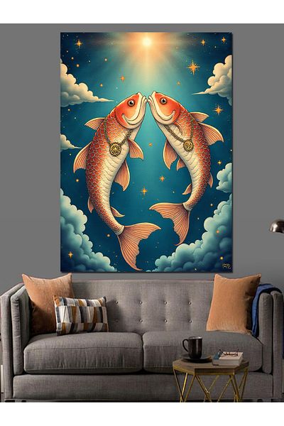Tablomega Pisces Decorative Canvas - Mdf Wooden Painting