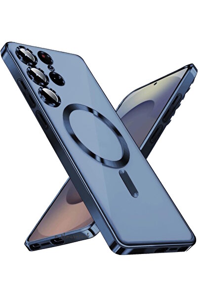 m.tk moveteck Galaxy S25 Ultra Kılıf Magsafe Wirelles Şarj Destekli Parlak Renkli Kenarlı Arkası Şeffaf Lensli