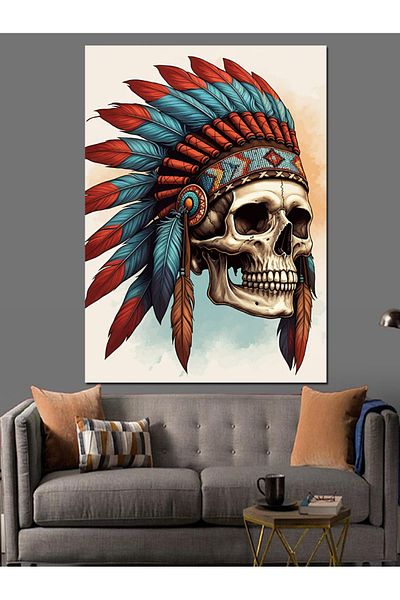 Tablomega Native American Warrior Icon Decorative Canvas - Mdf Wood Painting