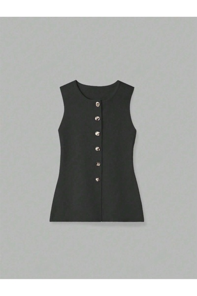 Dier Moda Bluză de damă, albă, cu decolteu, cu nasturi aurii, vestă Fmoda12700