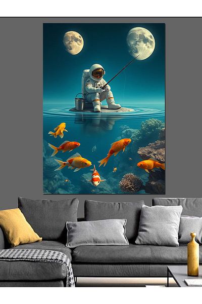 Tablomega Space Fisherman Decorative Canvas - Mdf Wooden Painting