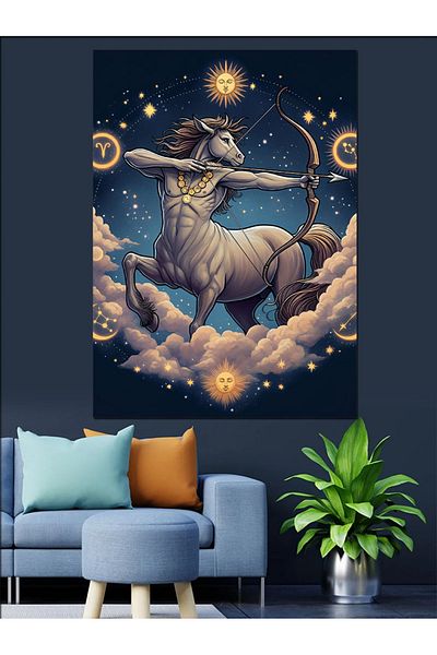 Tablomega Canvas Decorativ Zodia Sagittarius în Nori - Lemn MDF