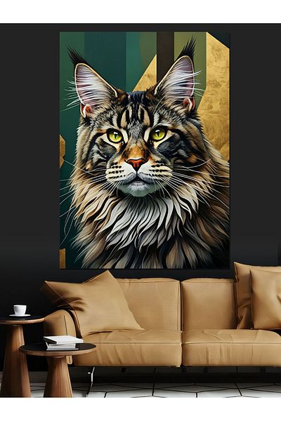 Tablomega Forest Cat Nobility Decorative Canvas - Mdf Wooden Painting
