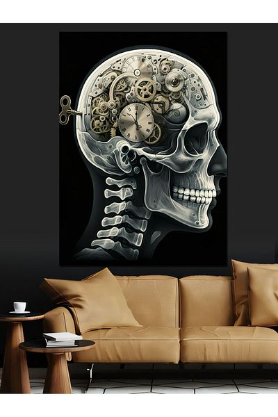 Tablomega Mind Wheels and Skull Decorative Canvas - Mdf Wooden Painting