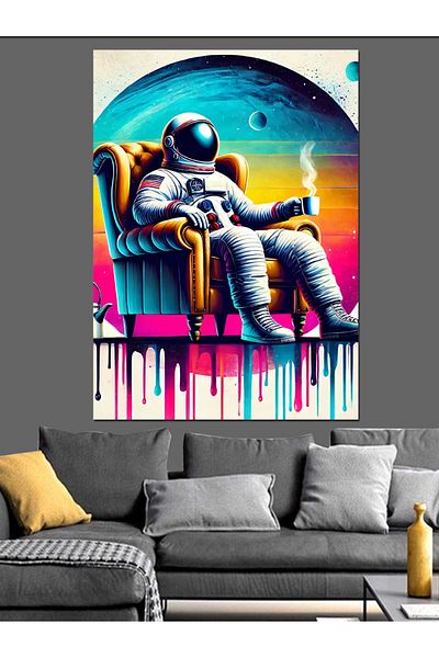 Tablomega Astronaut in Space Seat Decorative Canvas - Mdf Wooden Painting