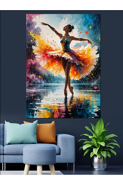 Tablomega Ballerina Dancing on Water Decorative Canvas - Mdf Wood Table
