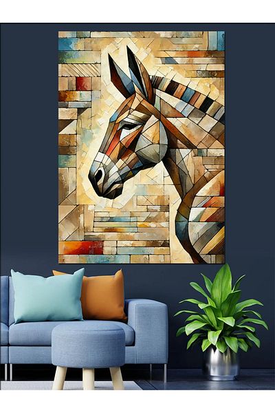 Tablomega Mosaic Zebra Art Decorative Canvas - Mdf Wooden Table