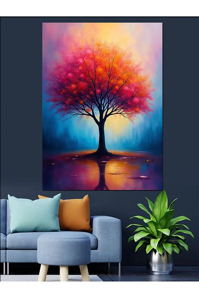 Tablomega Autumn's Golden Tree Decorative Canvas - Mdf Wooden Painting