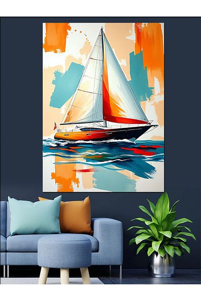 Tablomega Yellow Sailing Adventure Decorative Canvas - Mdf Wooden Painting