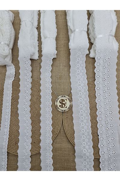 Esteks Dantel ve Tekstil Aksesuarları Luxury Scallop - Lace Ecru, 10cm Width Process Widen 8.5 Meters