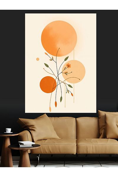 Tablomega Minimalist Circle Touches Decorative Canvas - Mdf Wooden Table