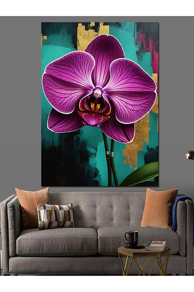 Tablomega Elegance of Purple Orchid Decorative Canvas - Mdf Wooden Painting