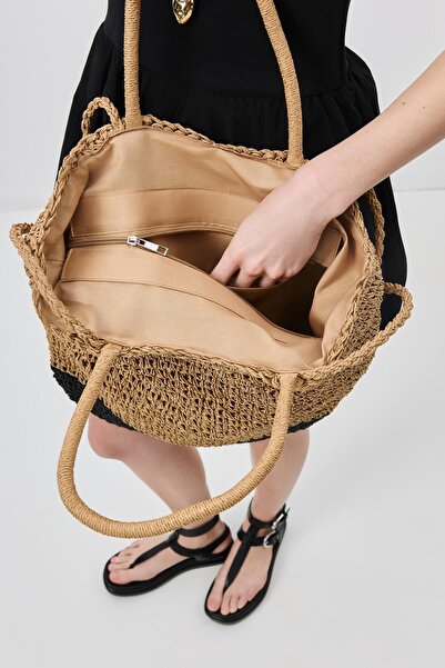 C&City Y9202 Black Straw Shoulder Bag