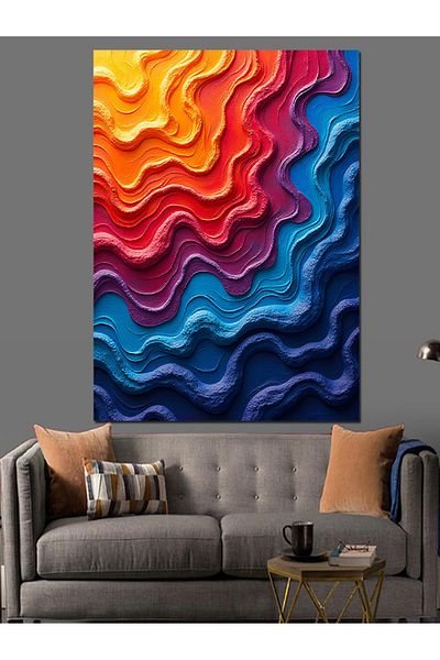 Tablomega Color Ripple Effect Decorative Canvas - Mdf Wooden Painting