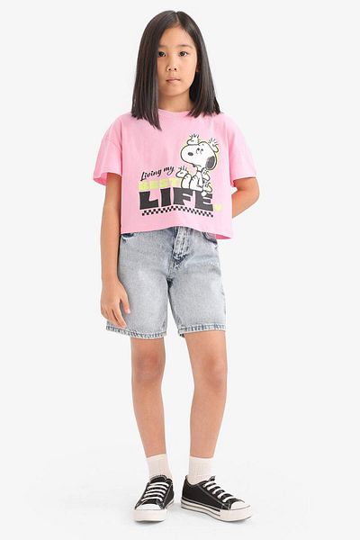DeFacto Girl's Snoopy Crew Neck Short Sleeve T-Shirt E8160A825Hs