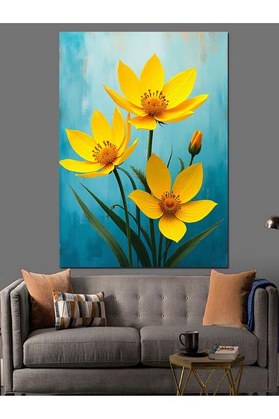 Tablomega Dance of Yellow Flowers Decorative Canvas - Mdf Wooden Painting