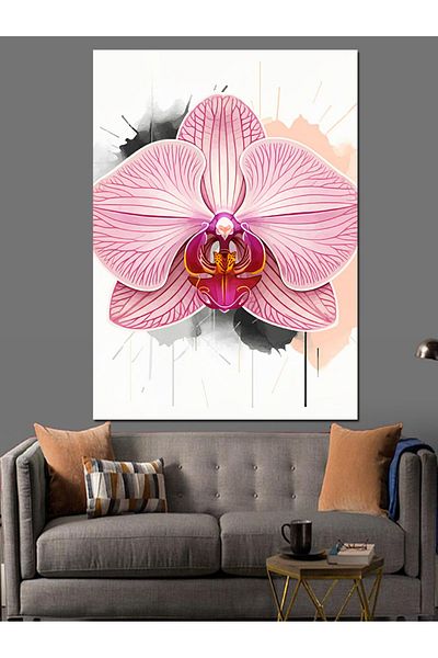 Tablomega Pink Orchid Flower Decorative Canvas - Mdf Wooden Painting