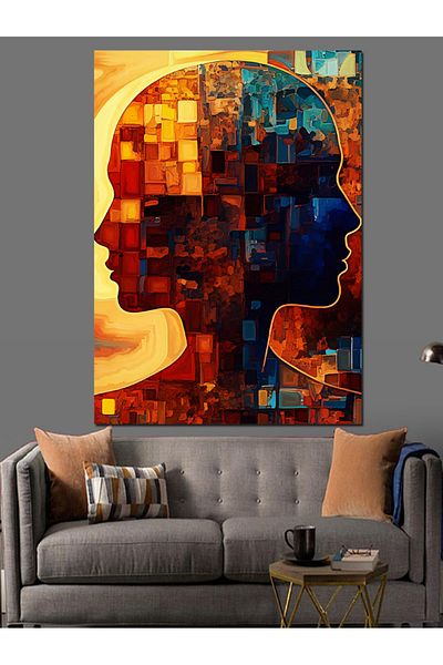 Tablomega Abstract Silhouette Figure Decorative Canvas - Mdf Wooden Painting