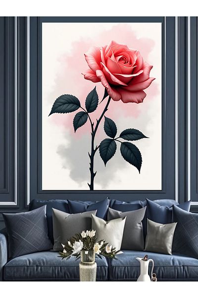 Tablomega Διακοσμητικός καμβάς Elegance of the Red Rose - Ξύλινος πίνακας MDF