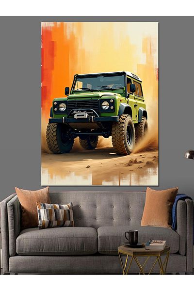 Tablomega Green 4X4 Adventure Decorative Canvas - Mdf Wooden Painting