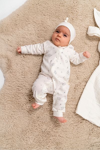 Bubbles 100% Organic Cotton Baby Zippered Baby Jumpsuit