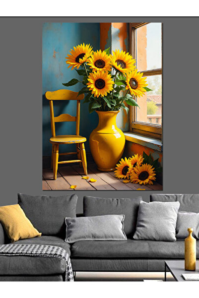 ekart Güneş Işığında Ayçiçeği Dekoratif Kanvas - Mdf Ahşap Tablo