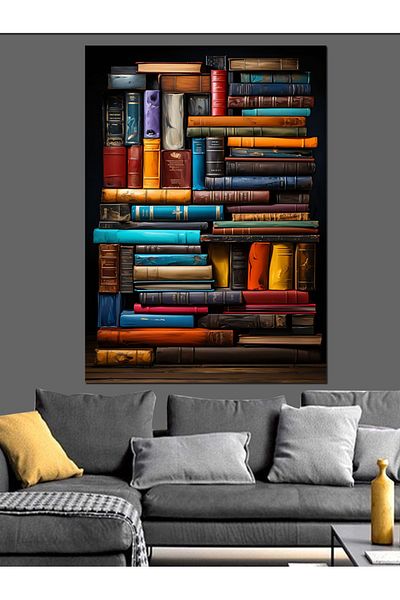 Tablomega Information Tower Bookcase Decorative Canvas - Mdf Wooden Painting