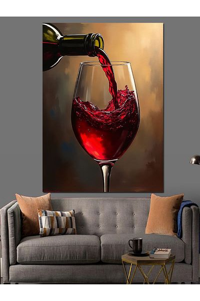 Tablomega Red Wine Dump Decorative Canvas - Mdf Wooden Table