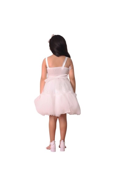 Ahsenimbebe Tulle Sequin Embroidered Short Girl's Prom Dress for Ages 5-10