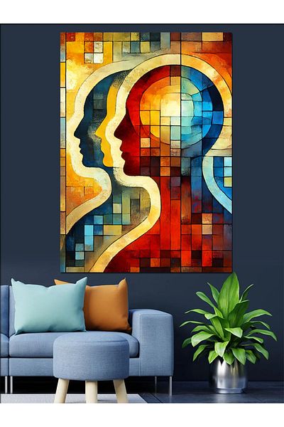 Tablomega Fațe umane abstracte Pânză decorativă - Pictură din lemn MDF
