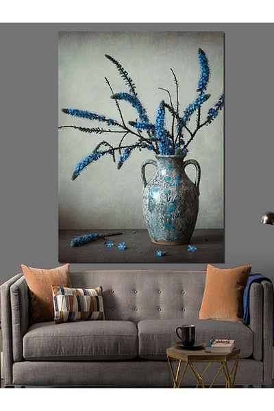 Tablomega Dried Flower and Vase Decorative Canvas - Mdf Wooden Painting