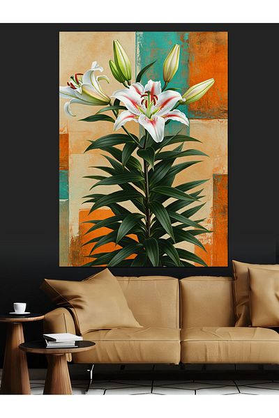 Tablomega The Delicacy of Lilies Decorative Canvas - Mdf Wooden Painting