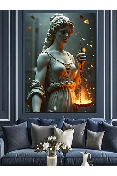 Tablomega Statue of Justice Decorative Canvas - Mdf Wooden Painting