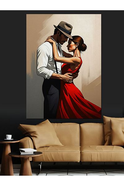 Tablomega Couple Dancing with Love Decorative Canvas - Mdf Wood Table