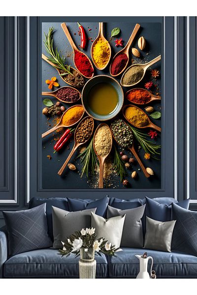 Tablomega Color Cumbush of Spices Decorative Canvas - Mdf Wooden Table
