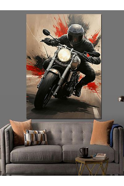 Tablomega A Fast Biker Decorative Canvas - Mdf Wooden Painting