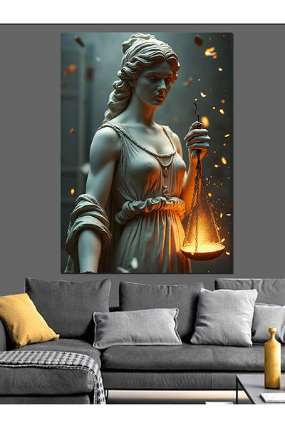 Tablomega Statue of Justice Decorative Canvas - Mdf Wooden Painting