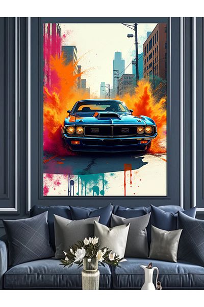 Tablomega Exploding Car Decorative Canvas - Mdf Wooden Painting