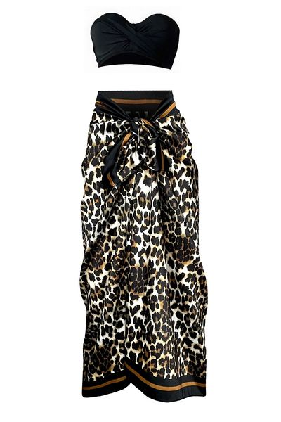 Bolder Lana-Leopard Pattern Pareo Non-Exposed Shiny Fabric-95Cm*145Cm