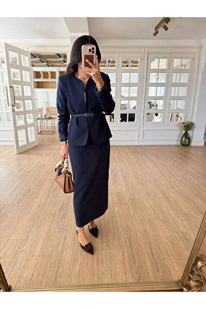 My Blog Sötétkék Elvira ceruzaszoknya kabát - 8661