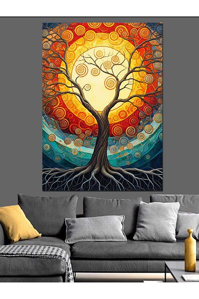 Tablomega Abstract and Vibrant Tree Design Decorative Canvas - Mdf Wooden Painting