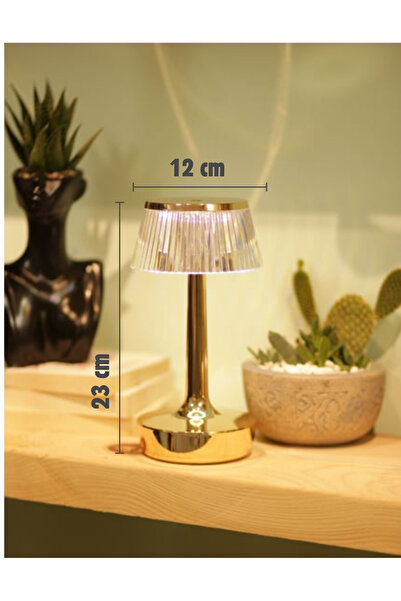 Unichrome 3 Işık Renkli Şarjlı Masa Lambası Dim Edilebilir Gold Metal Görünümlü Gece Lambası