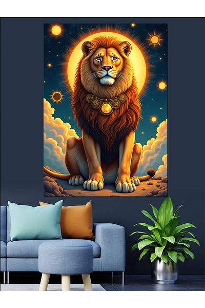 Tablomega Majestic Lion Decorative Canvas - Mdf Wooden Painting
