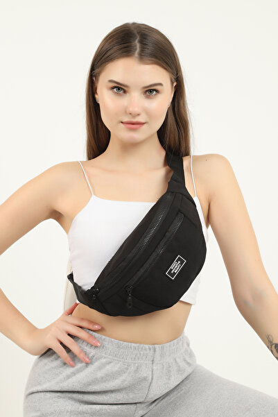 SHAKA U8 Black 2 Compartment Unisex Waist Bag Width:38 Length:17 Width:7