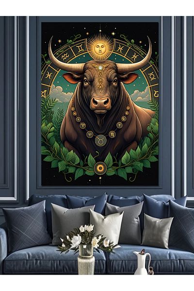 Tablomega Taurus Decorative Canvas - Mdf Wooden Painting