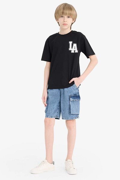 DeFacto Boy's Crew Neck Printed Short Sleeve T-Shirt F2573A825Sm