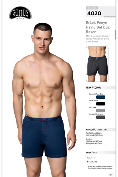 Gümüş İç Giyim BOXER BĂRBAȚI CU NASTURI, TĂIȚIȚI LARGI, 3 BUCĂȚI