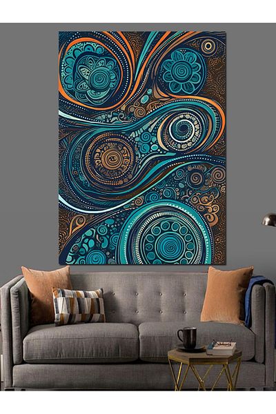 Tablomega Spiral Pattern Elegance Decorative Canvas - Mdf Wooden Table